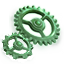 Fortified Green Calcite Gears
